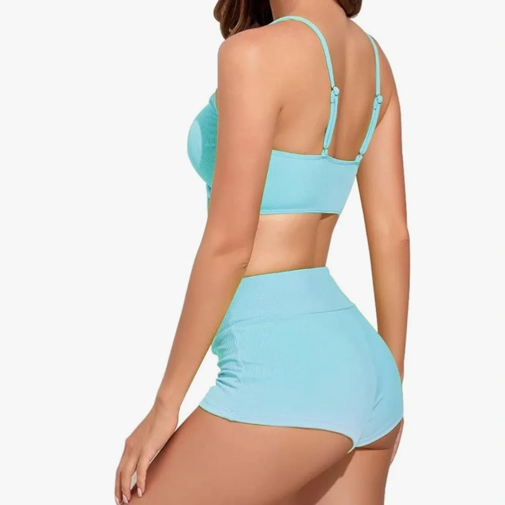 Light Blue Ruched Bikini Set - Picture 3 of 9